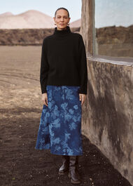 Chalk Print Midi Skirt