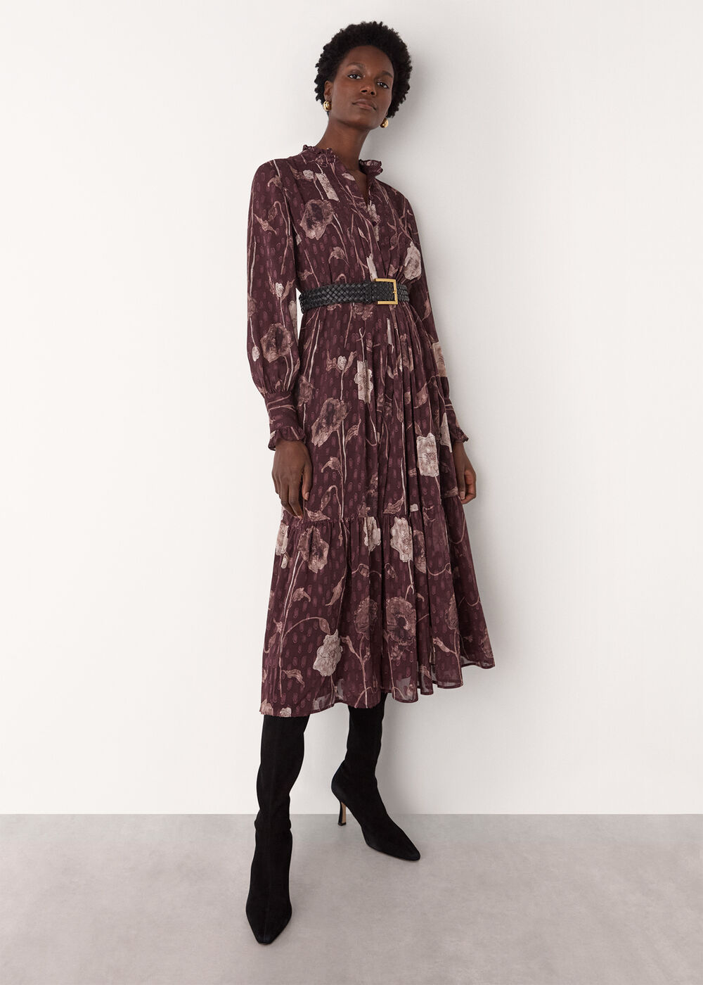 Floral Dobby Midi Dress