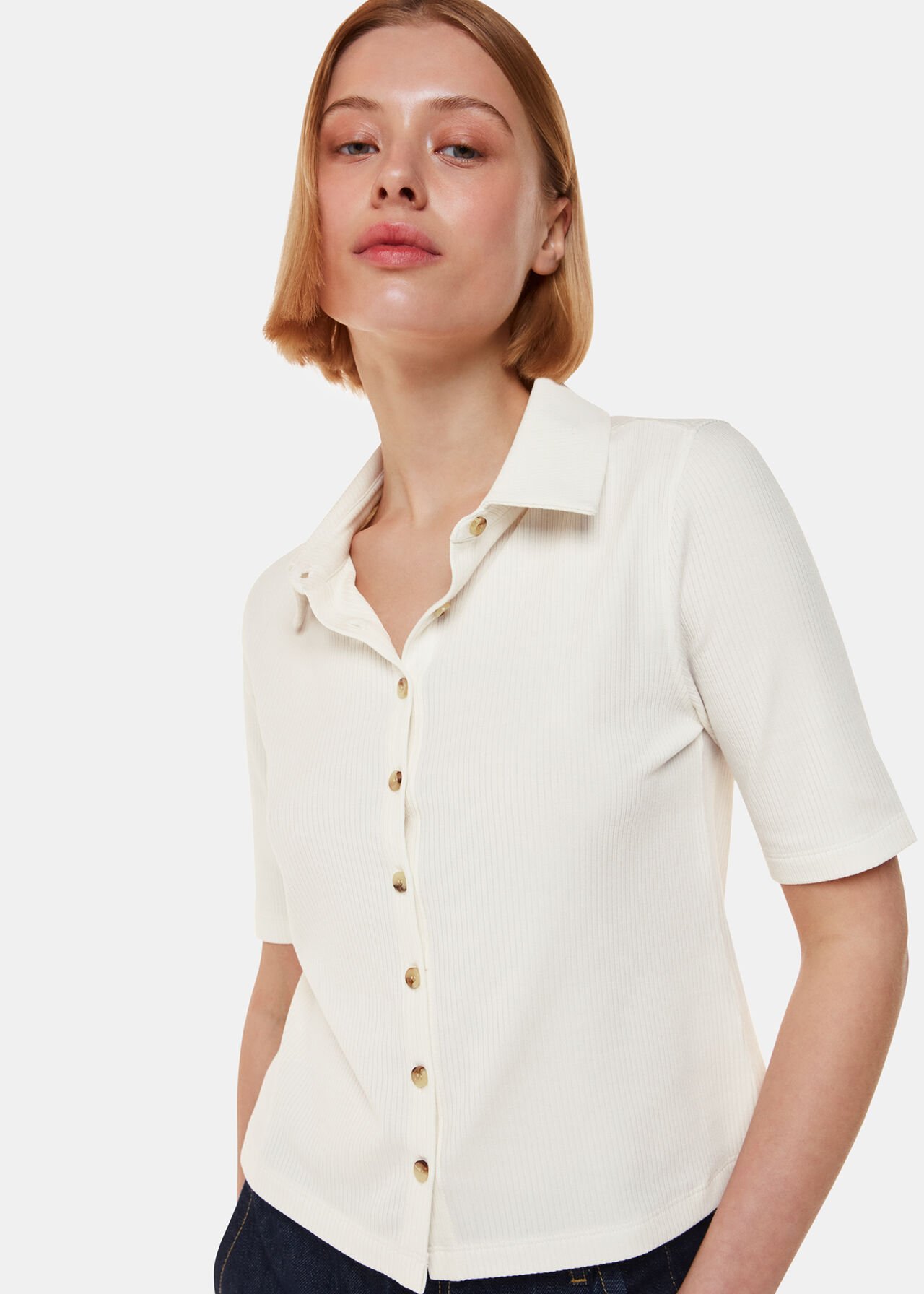 Ivory Grace Ribbed Polo, WHISTLES