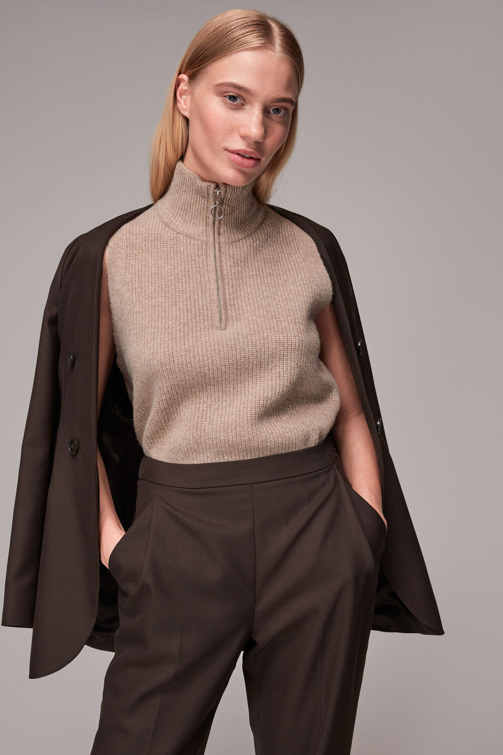 Mia Elastic Waist Wool Trouser
