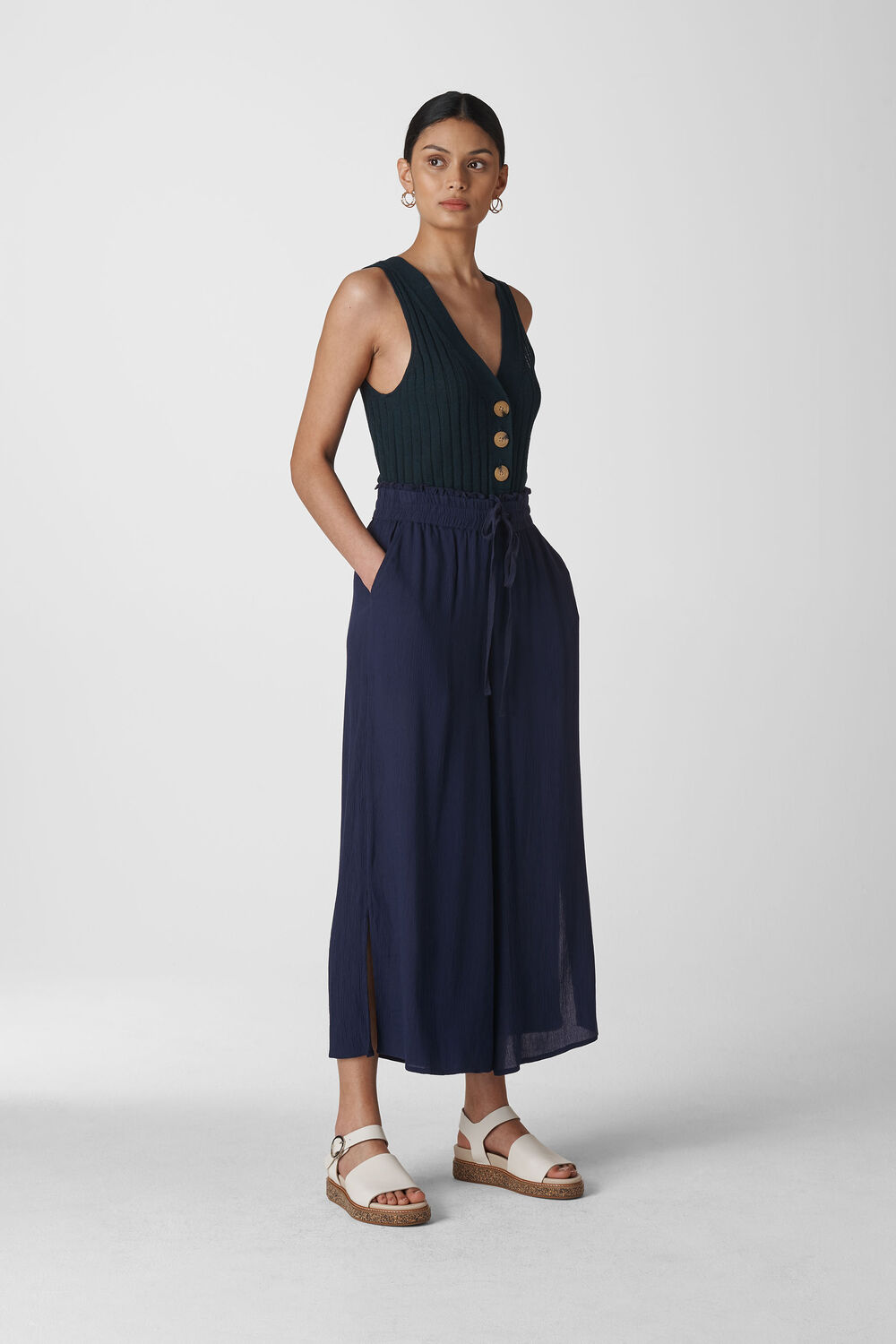 Fluid Crop Trouser Navy