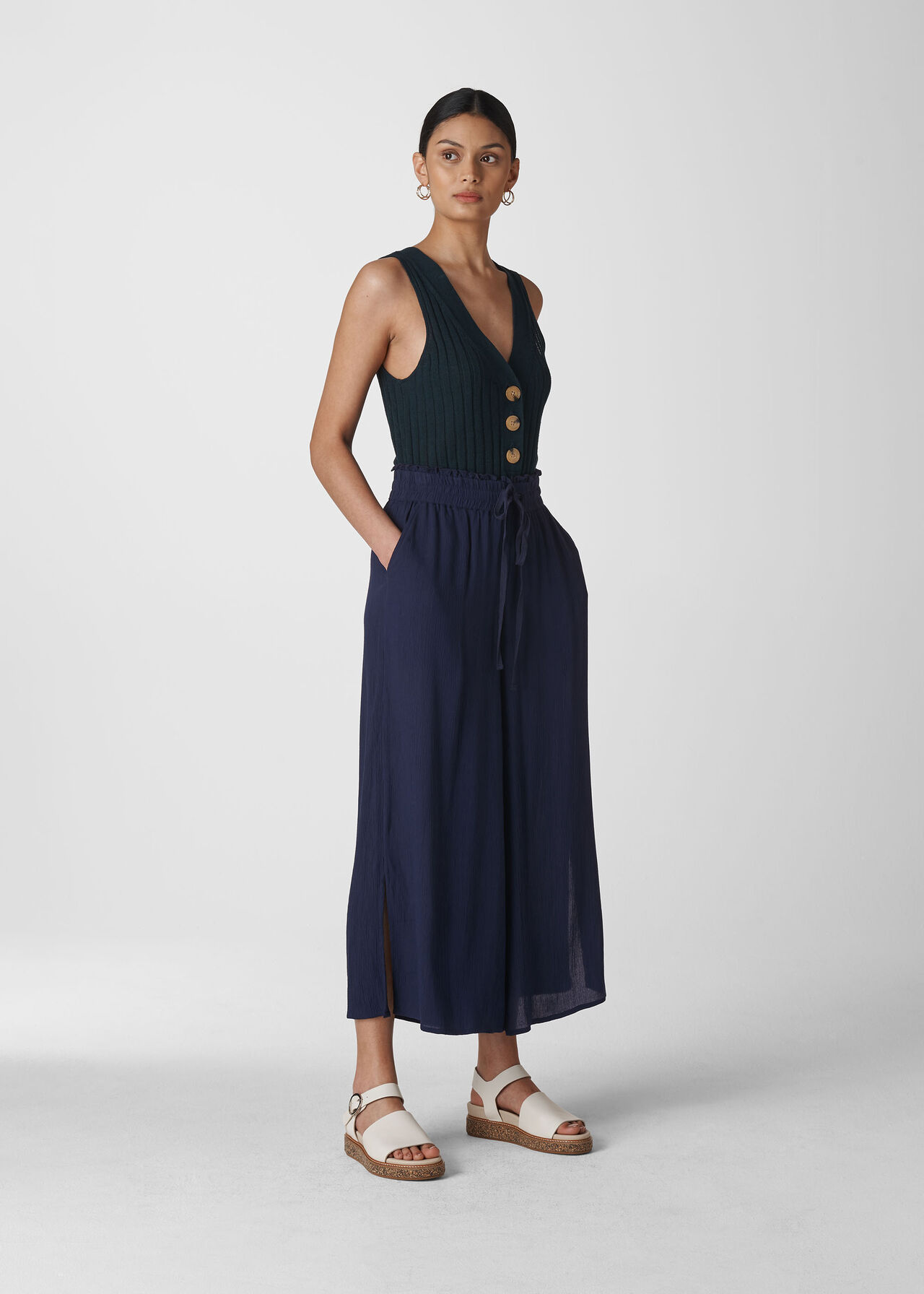 Fluid Crop Trouser Navy