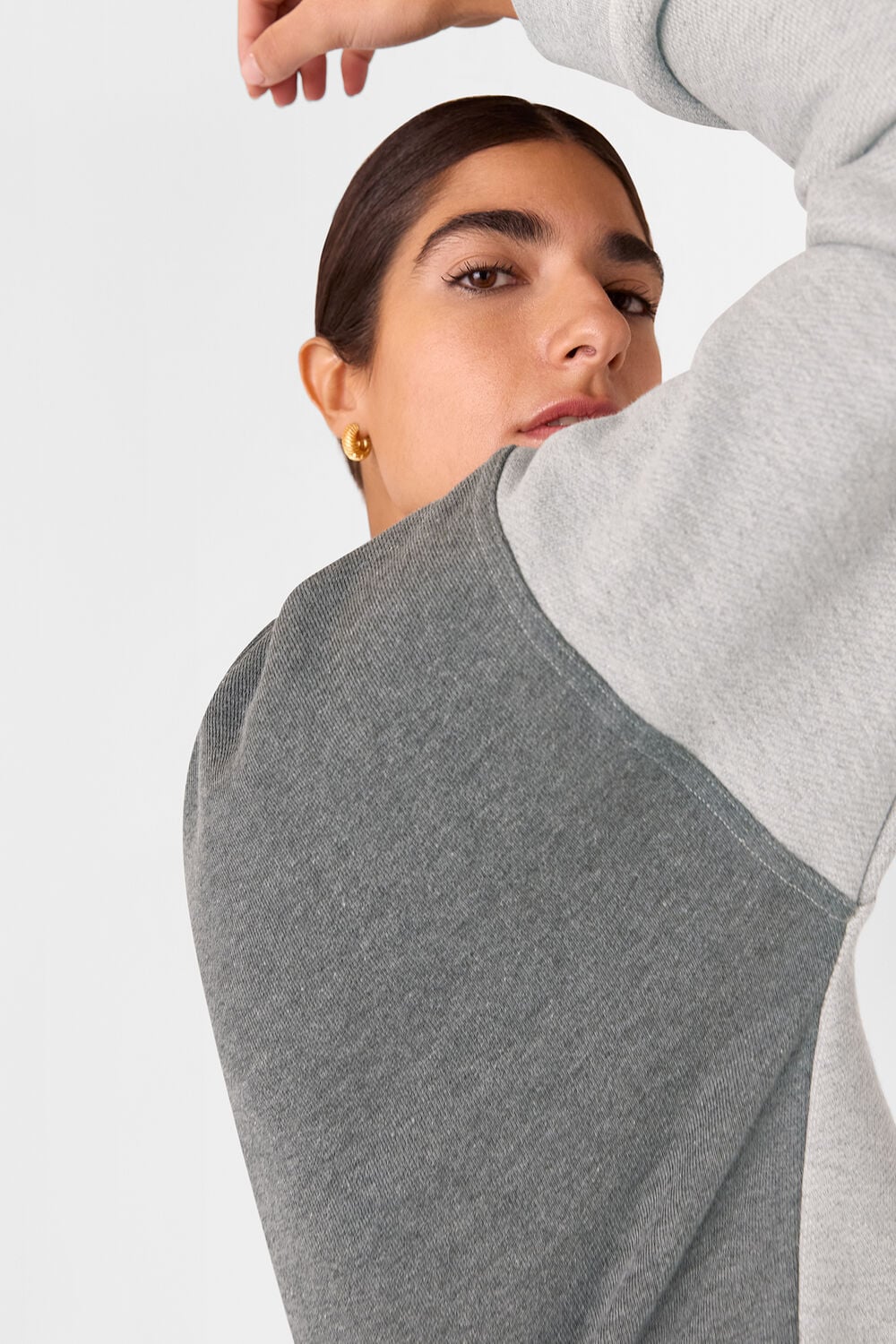 Grey Marl Contrast Detail Sweat