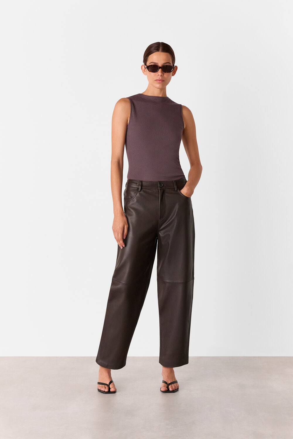 High Neck Rib Detail Tee