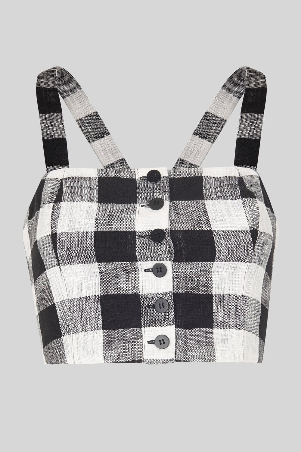 Gingham Button Up Bralette Black and White