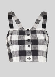 Gingham Button Up Bralette Black and White