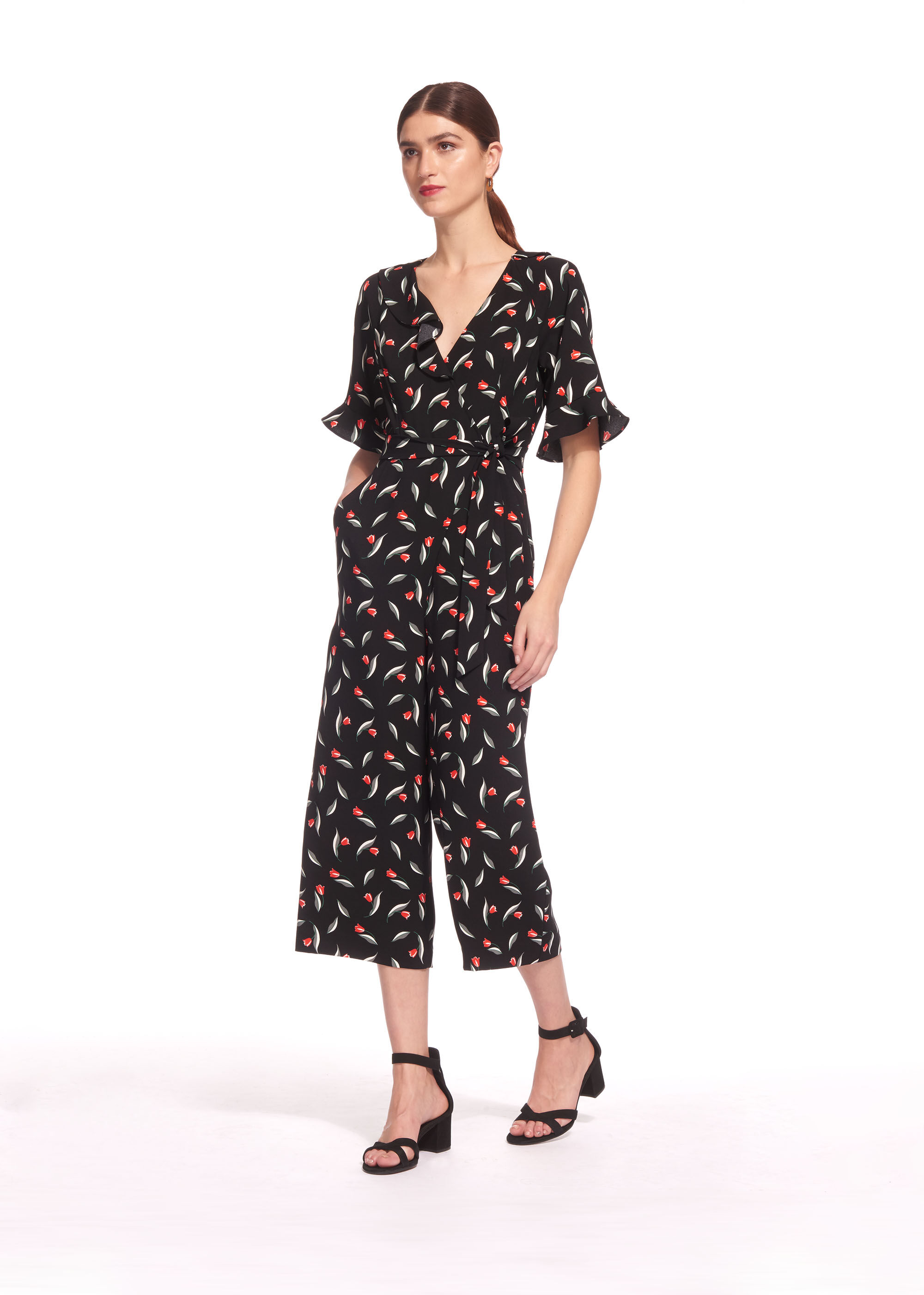 Warehouse tulip print jumpsuit top