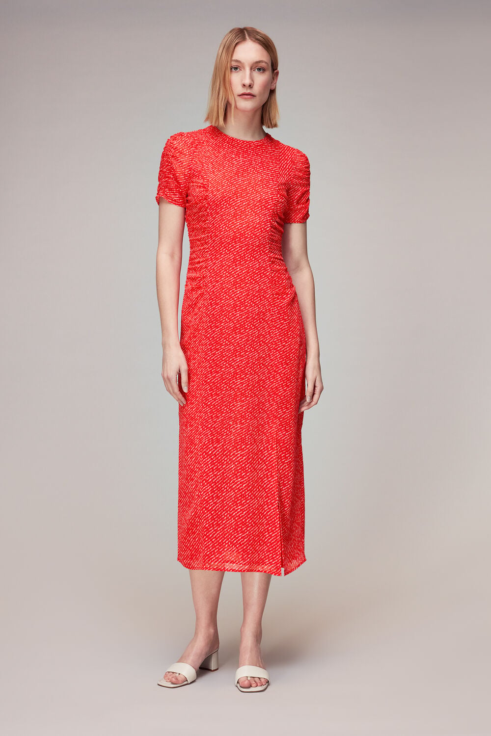 Red Diagonal Fleck Dobby Dress