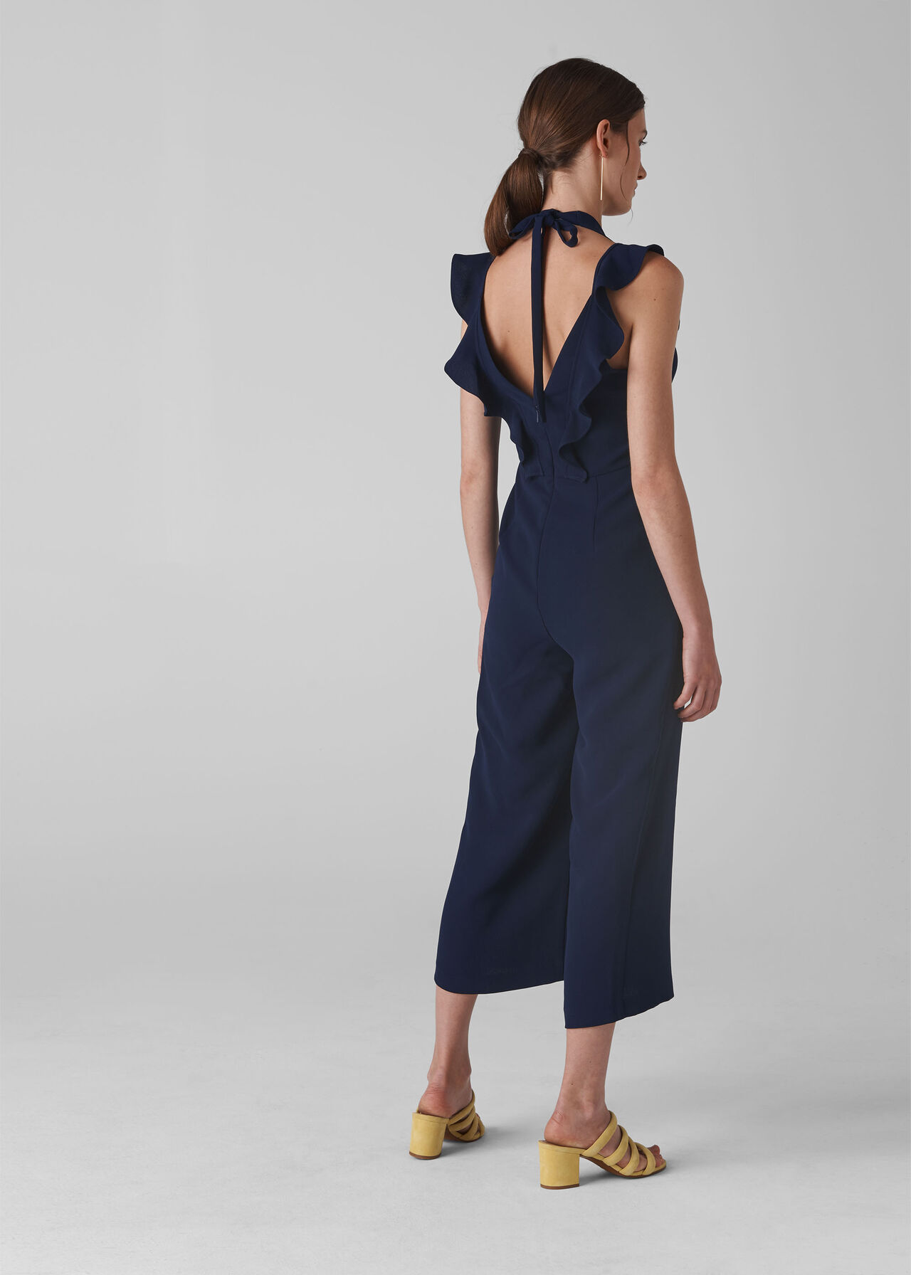 Navy Larkin Frill Detail Jumpsuit WHISTLES