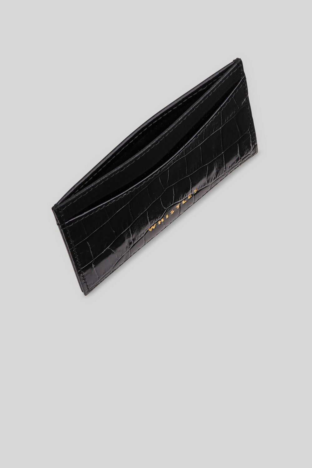 Black Shiny Croc Card Holder