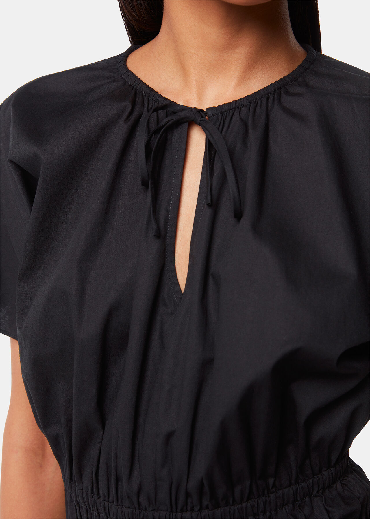 Poplin Shirred Dress