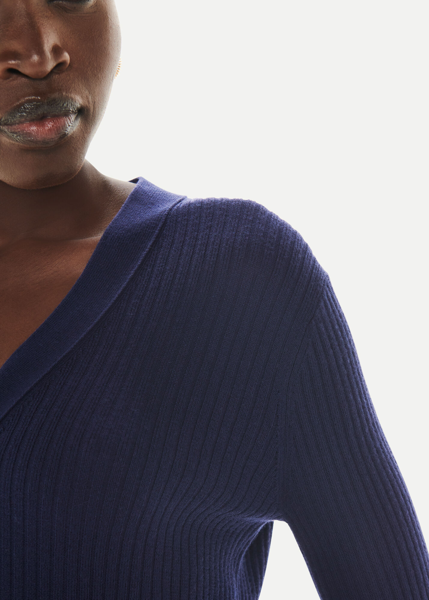 Navy Ribbed Cardigan WHISTLES