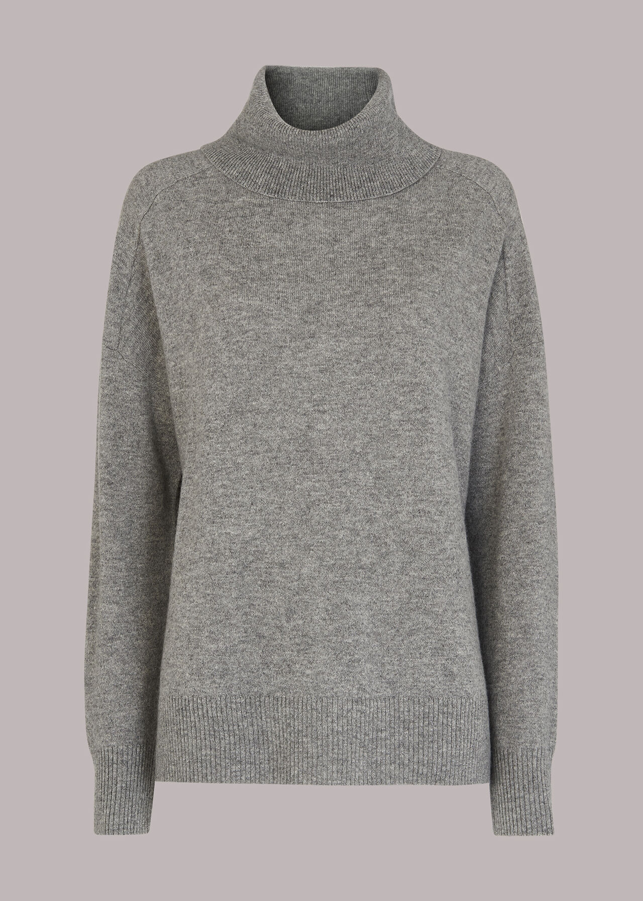 Grey Cashmere Roll Neck Jumper WHISTLES Whistles