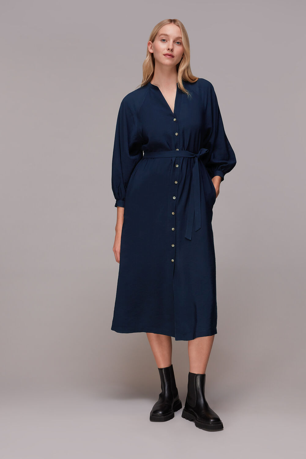 Navy Lizzie Midi Dress