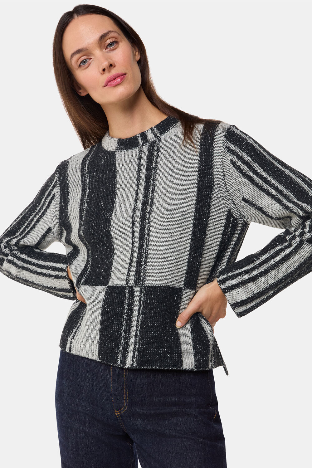 Black Block Stripe Wool Sweater