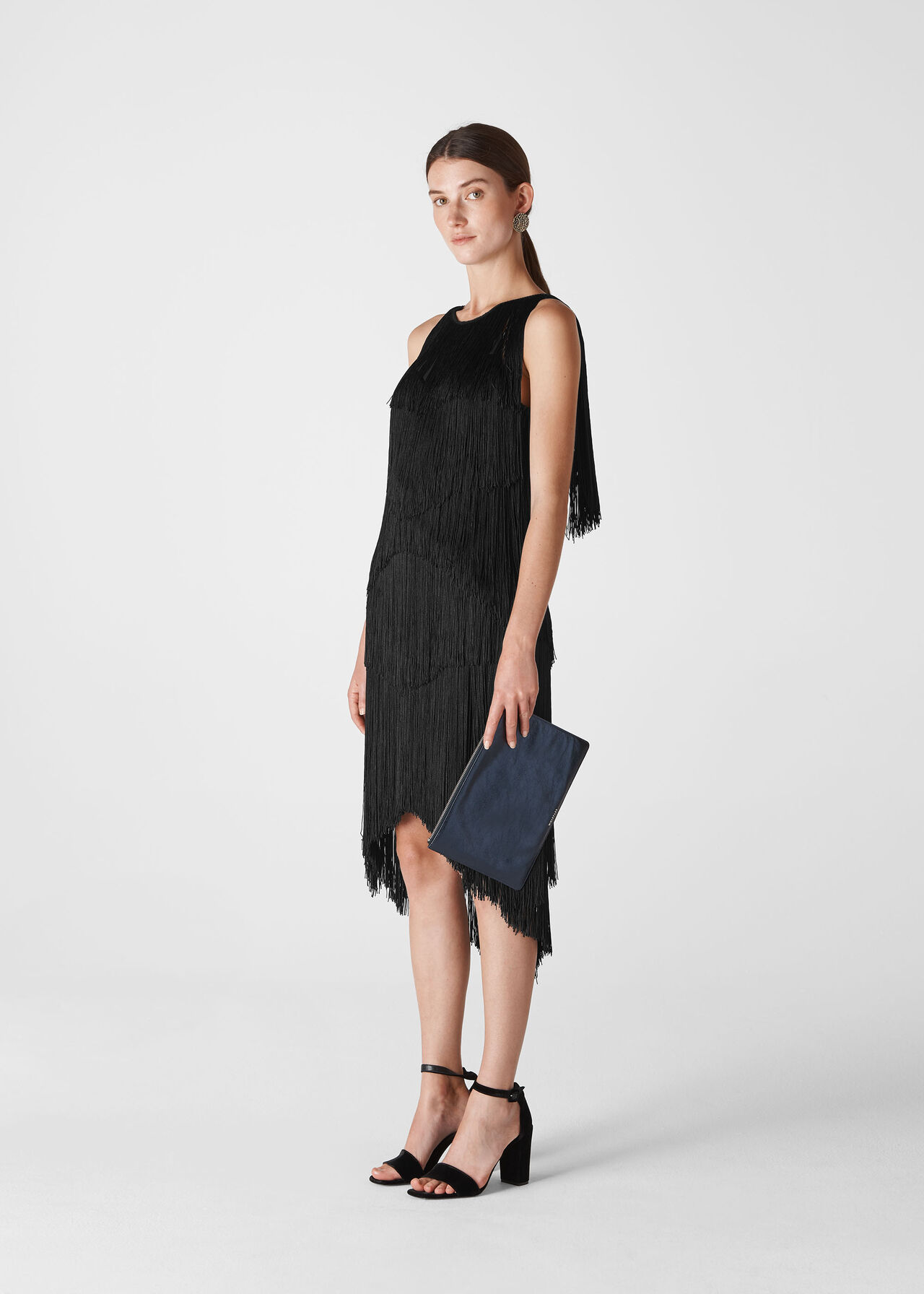 Evena Fringe Detail Dress Black