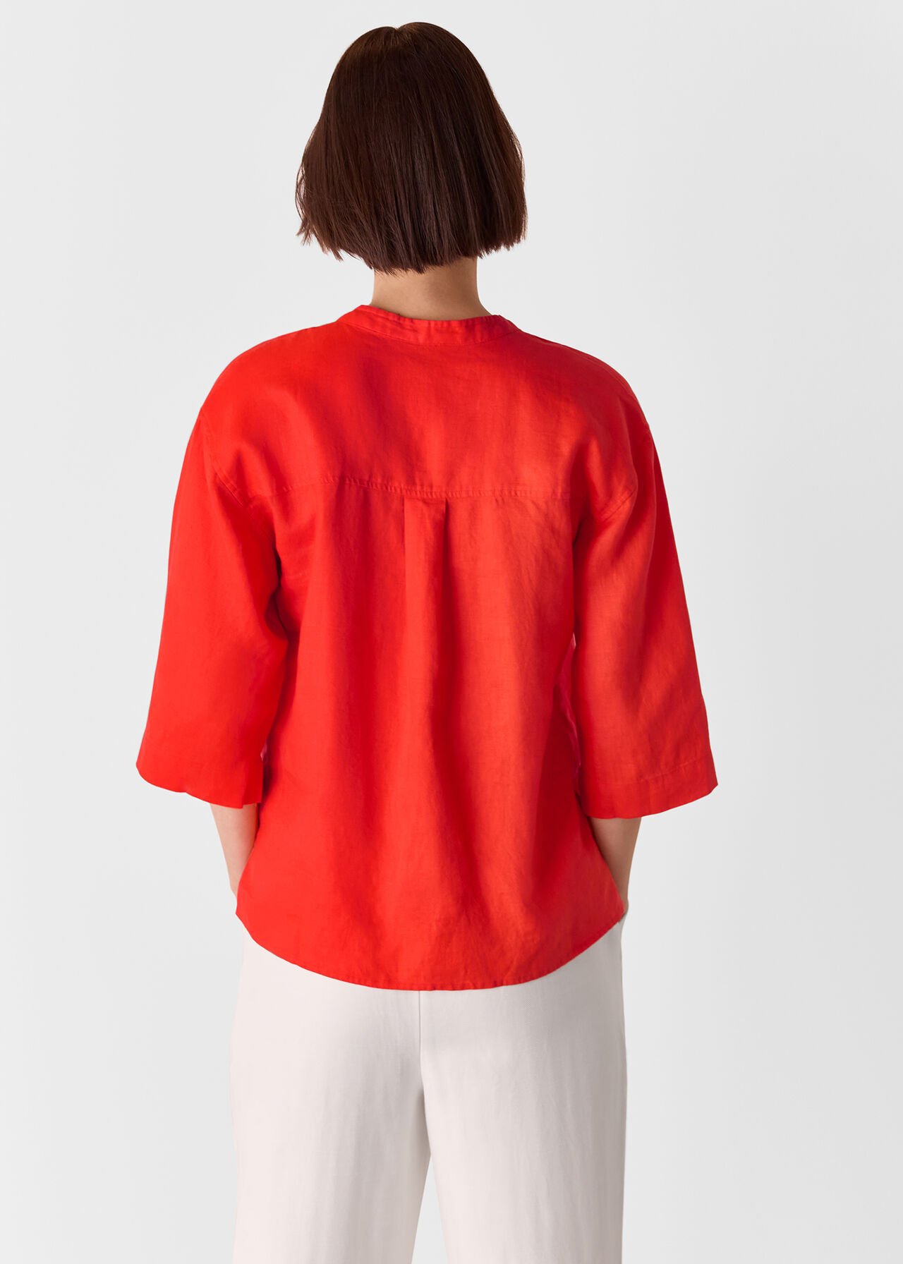 Linen Grandad Collar Shirt
