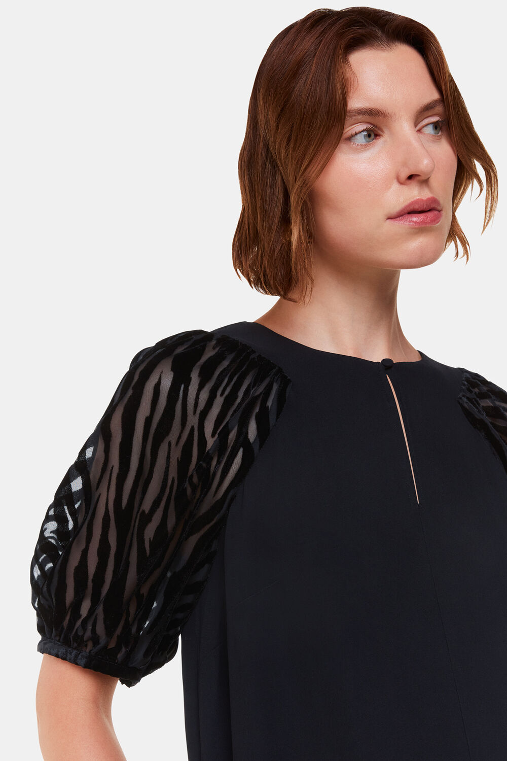 Black Lucy Zebra Velvet Sleeve Dress