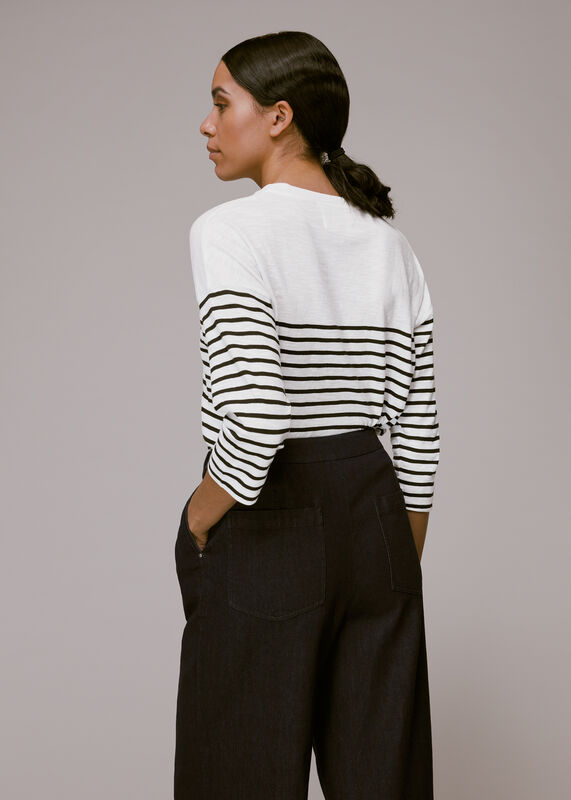 Black Breton Cotton Pocket Top
