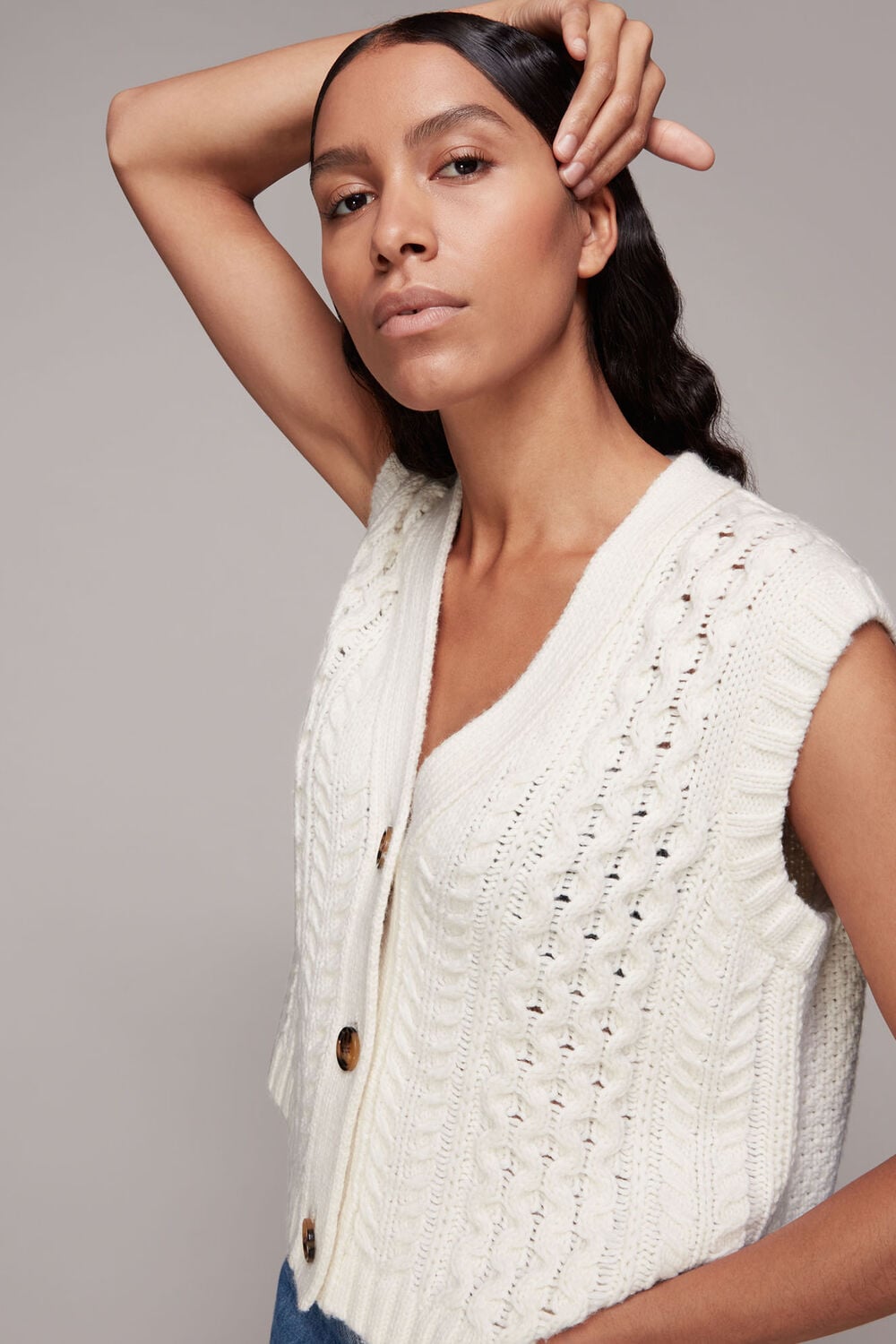 Cable Button Through Waistcoat