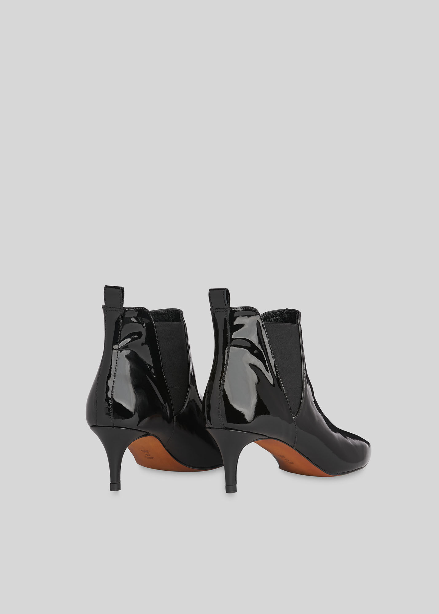 Black patent kitten heel boots top