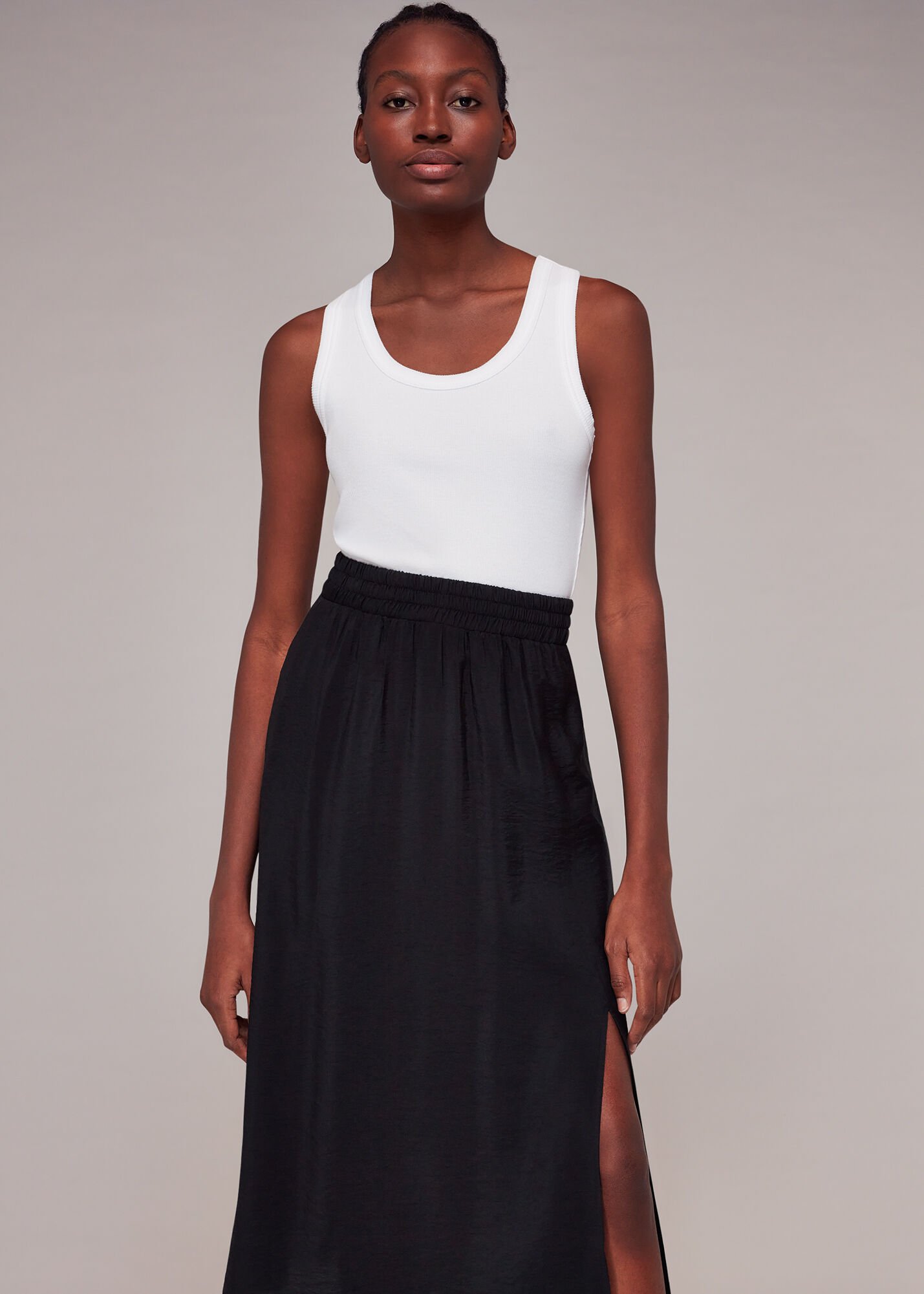 Linen skirt black sales top