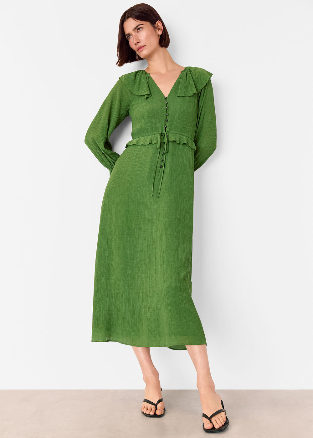 Frill Boho Midi Dress