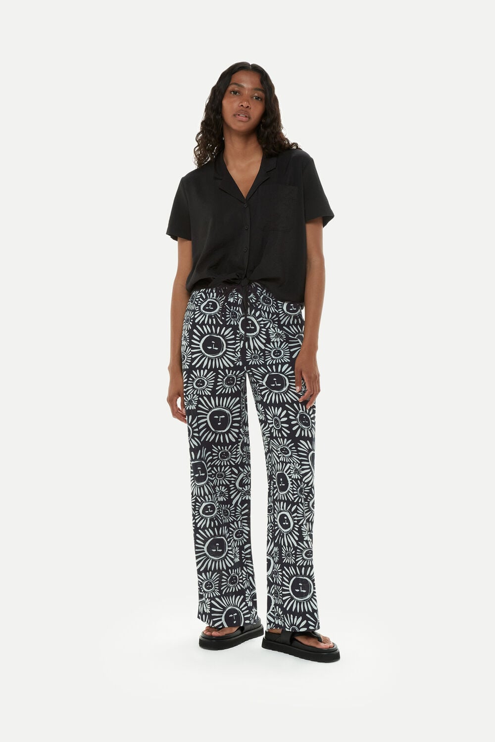 Black and White Sunman Print Trouser