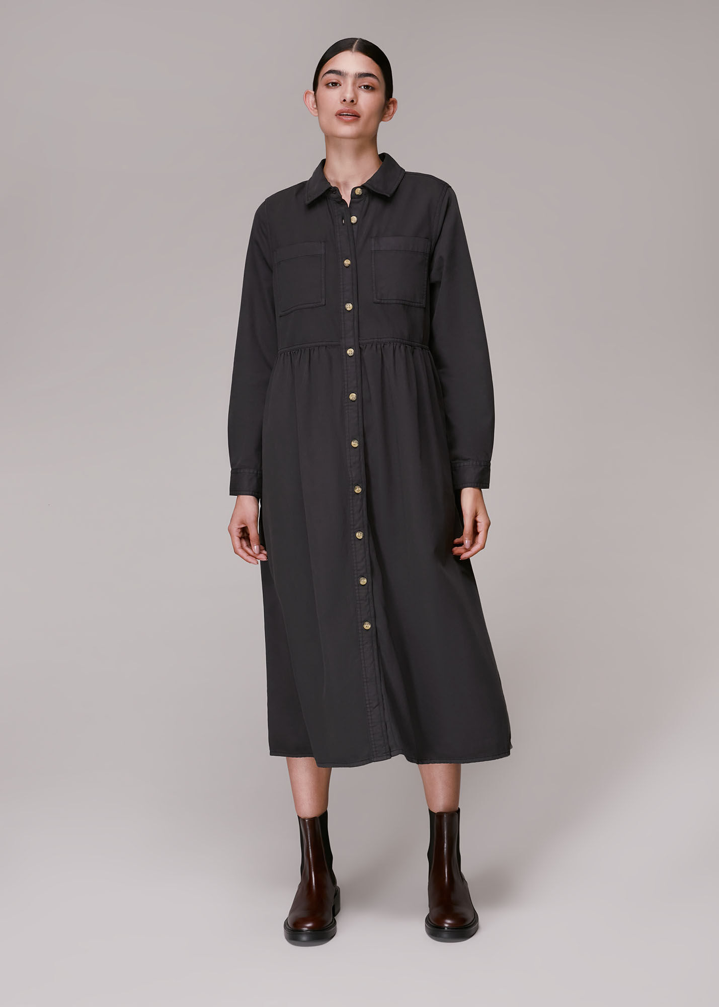 Whistles black shirt dress hot sale