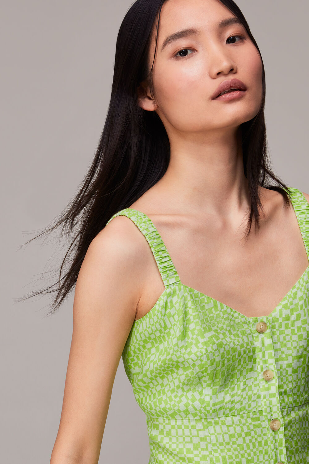 Warped Checkerboard Midi Dress