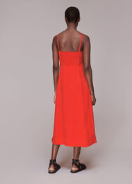 Linen Tie Front Strappy Dress Red