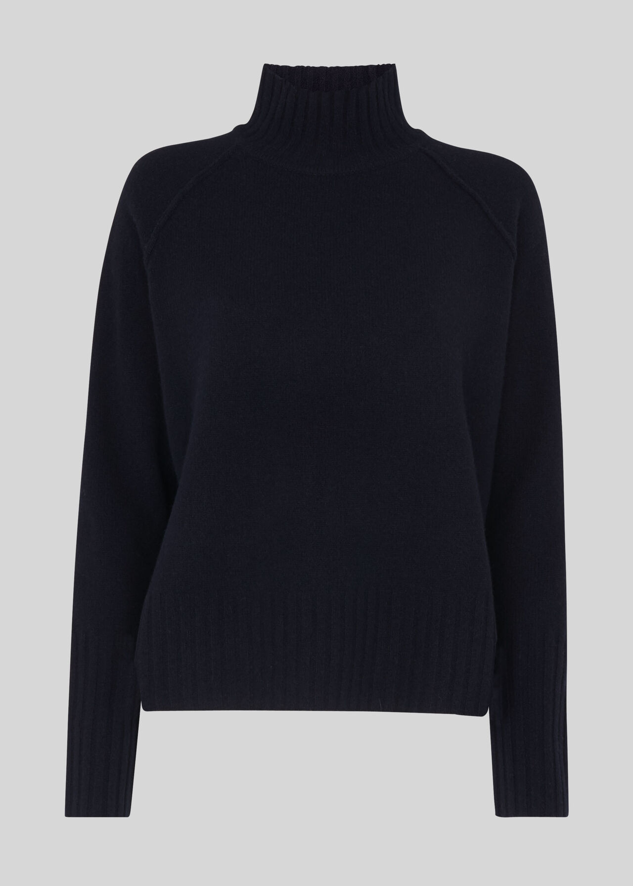 Funnel Neck Wool Knit Navy