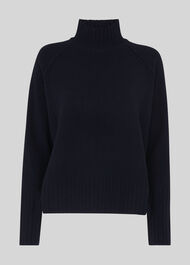 Funnel Neck Wool Knit Navy
