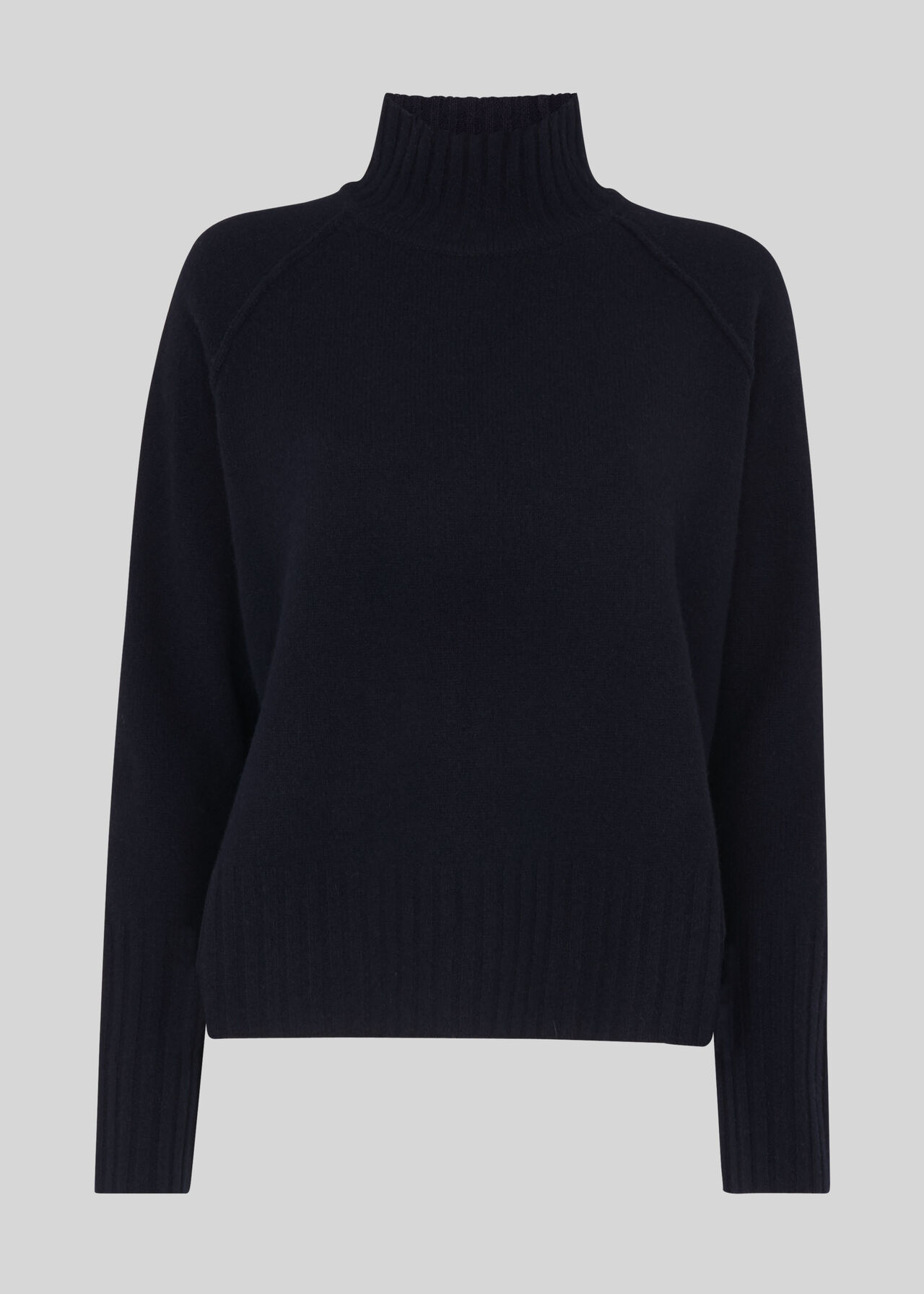 Navy Funnel Neck Wool Knit | WHISTLES