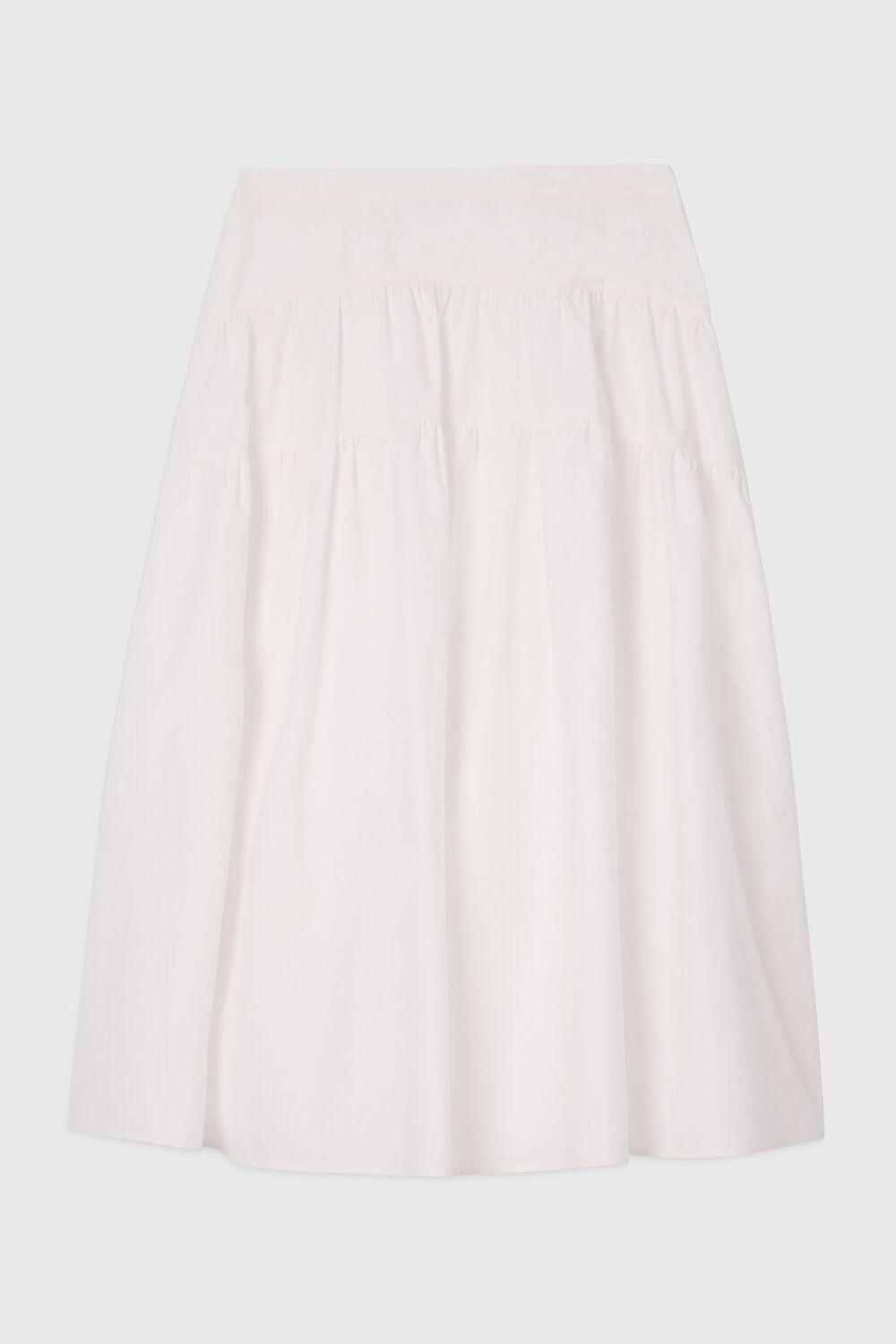 White Tier Hem Cotton Skirt