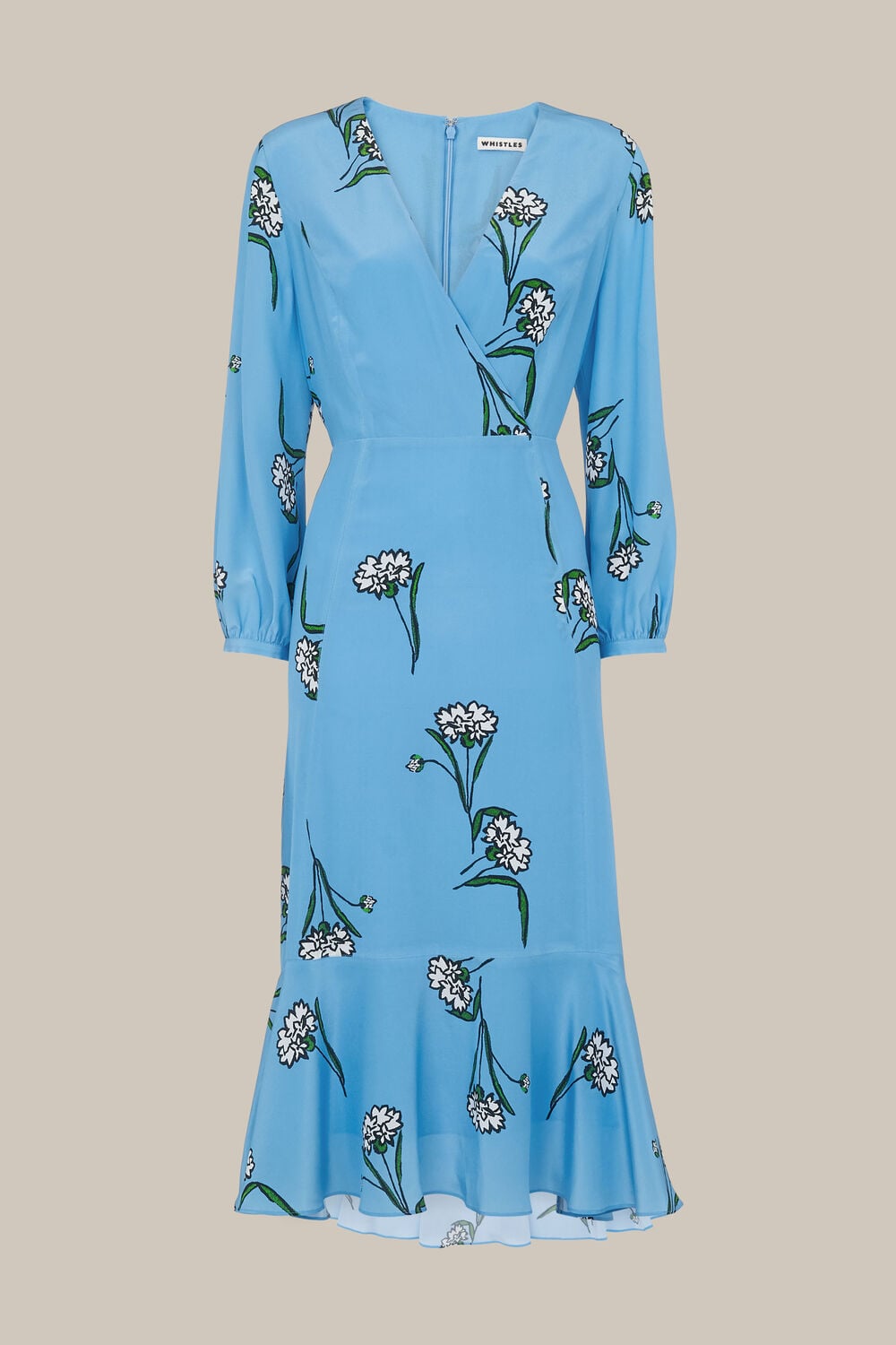 Sprig Flower Silk Dress Blue/Multi