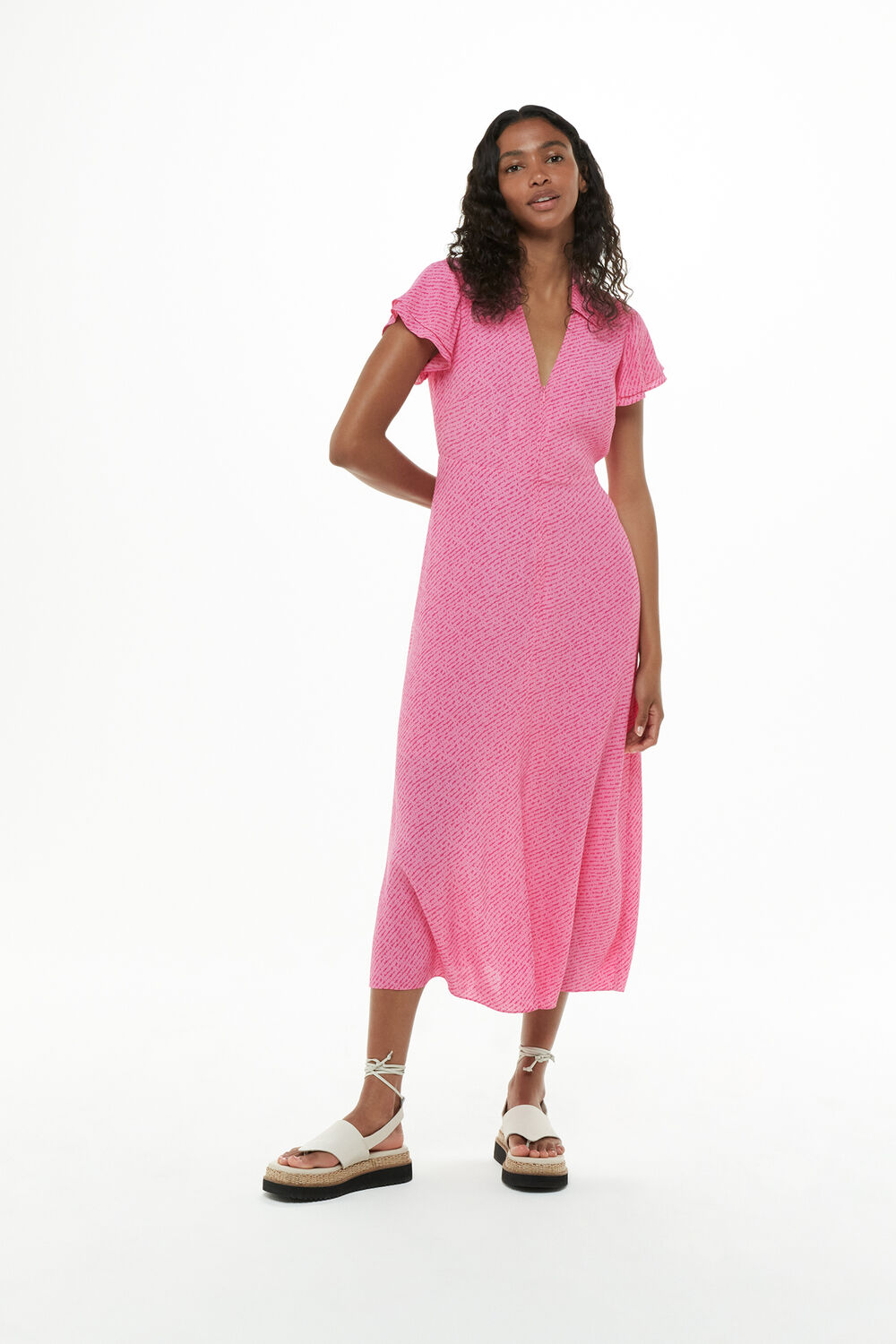 Nina Diagonal Fleck Midi Dress