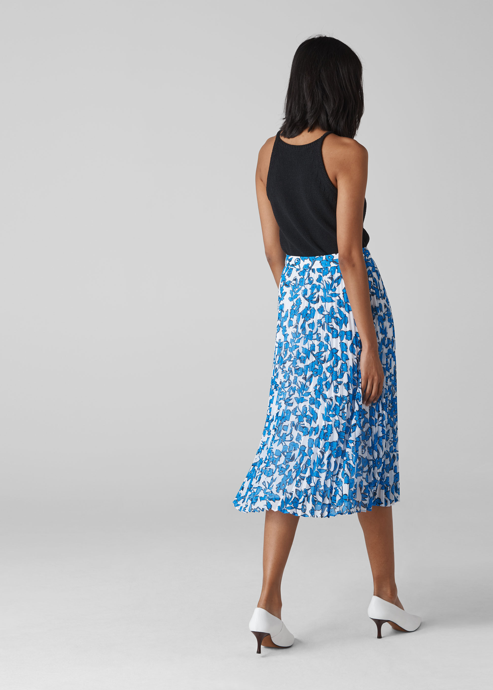 Whistles blue top pleated skirt