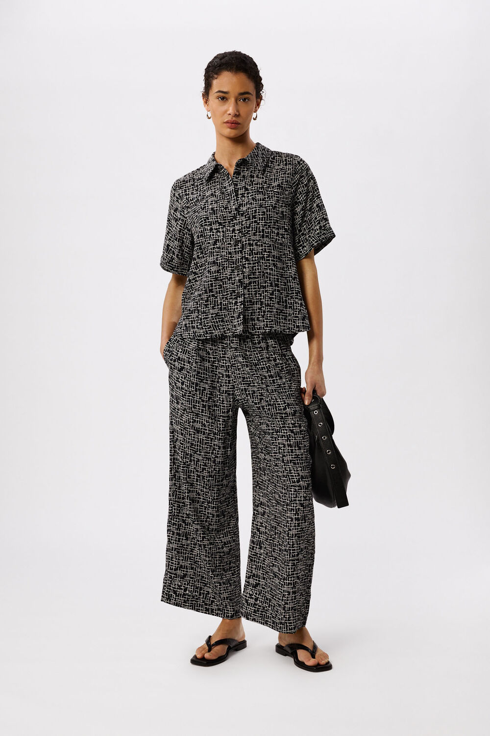 Black Woven Grid Shirt