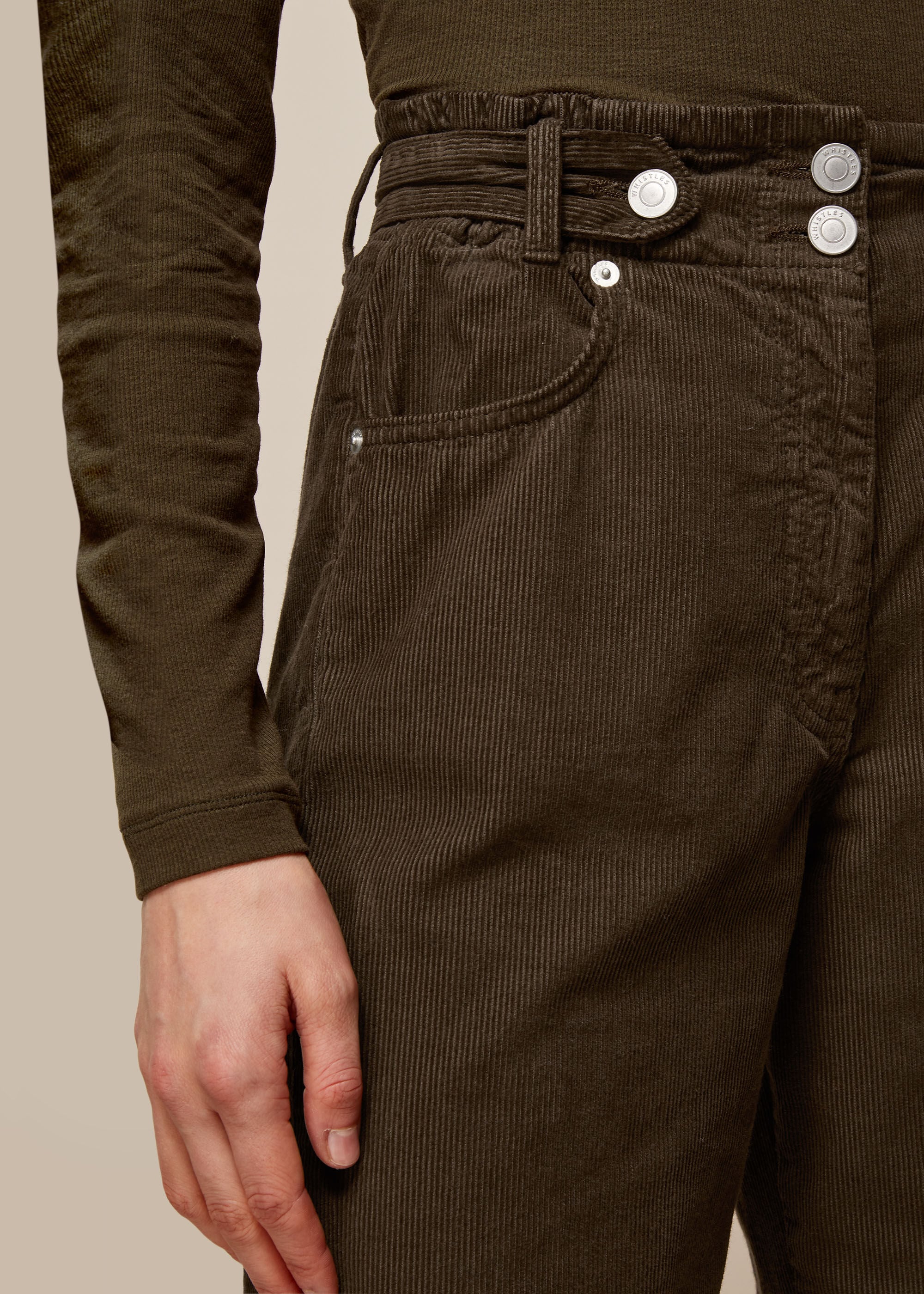 Khaki Paperbag Corduroy Jean | WHISTLES 