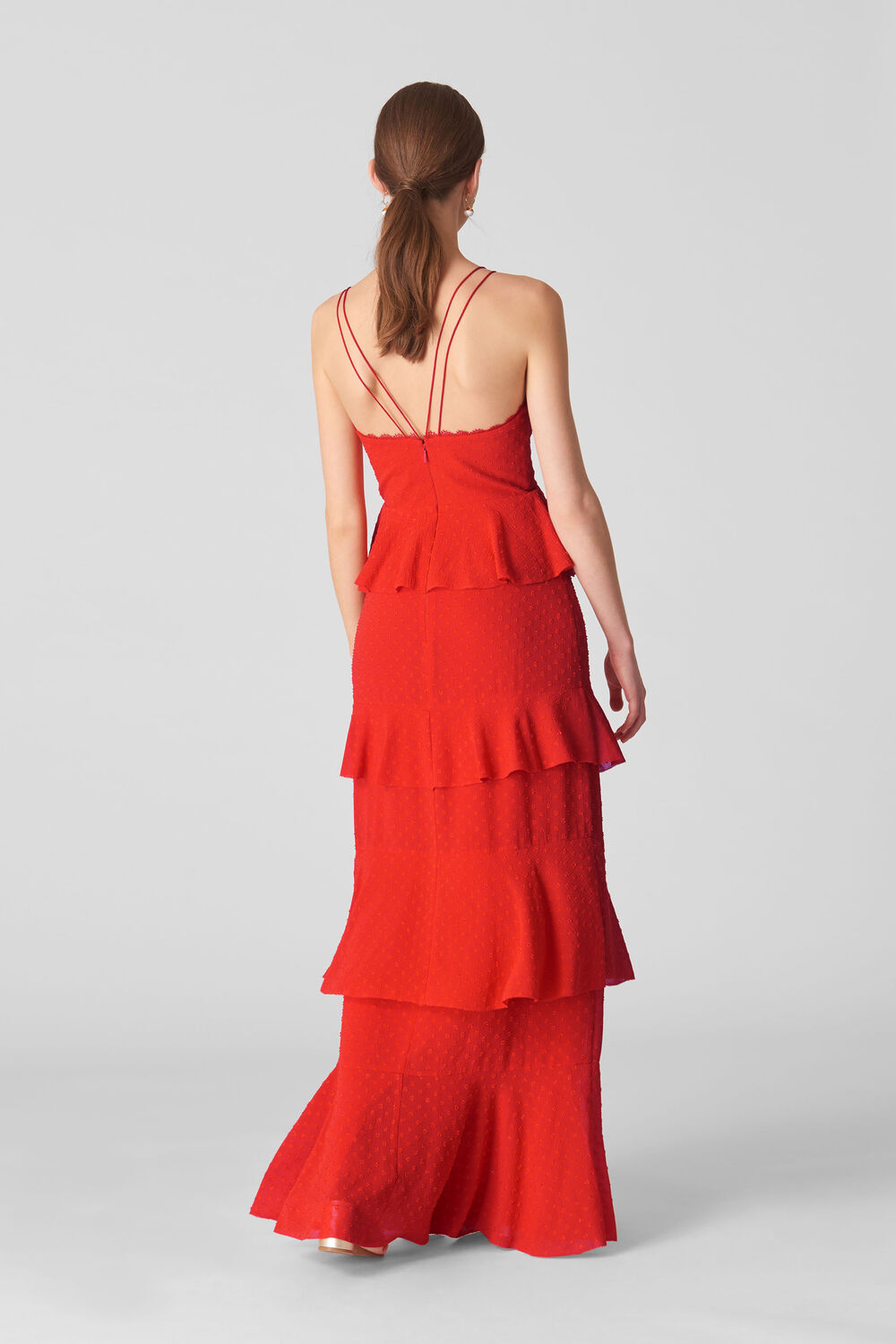 Anette Dobby Tiered Maxi Dress Red