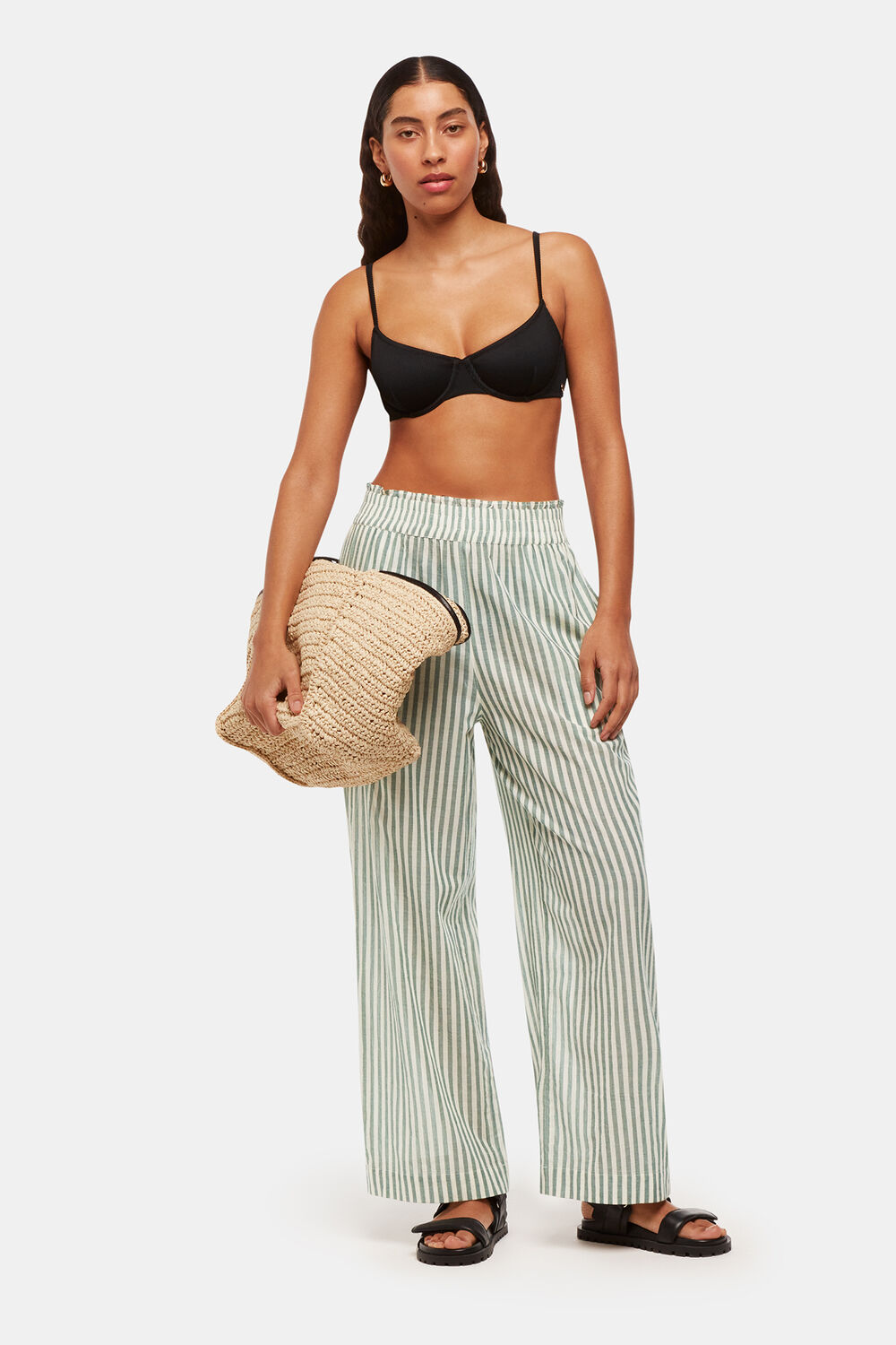Green Stripe Beach Trouser