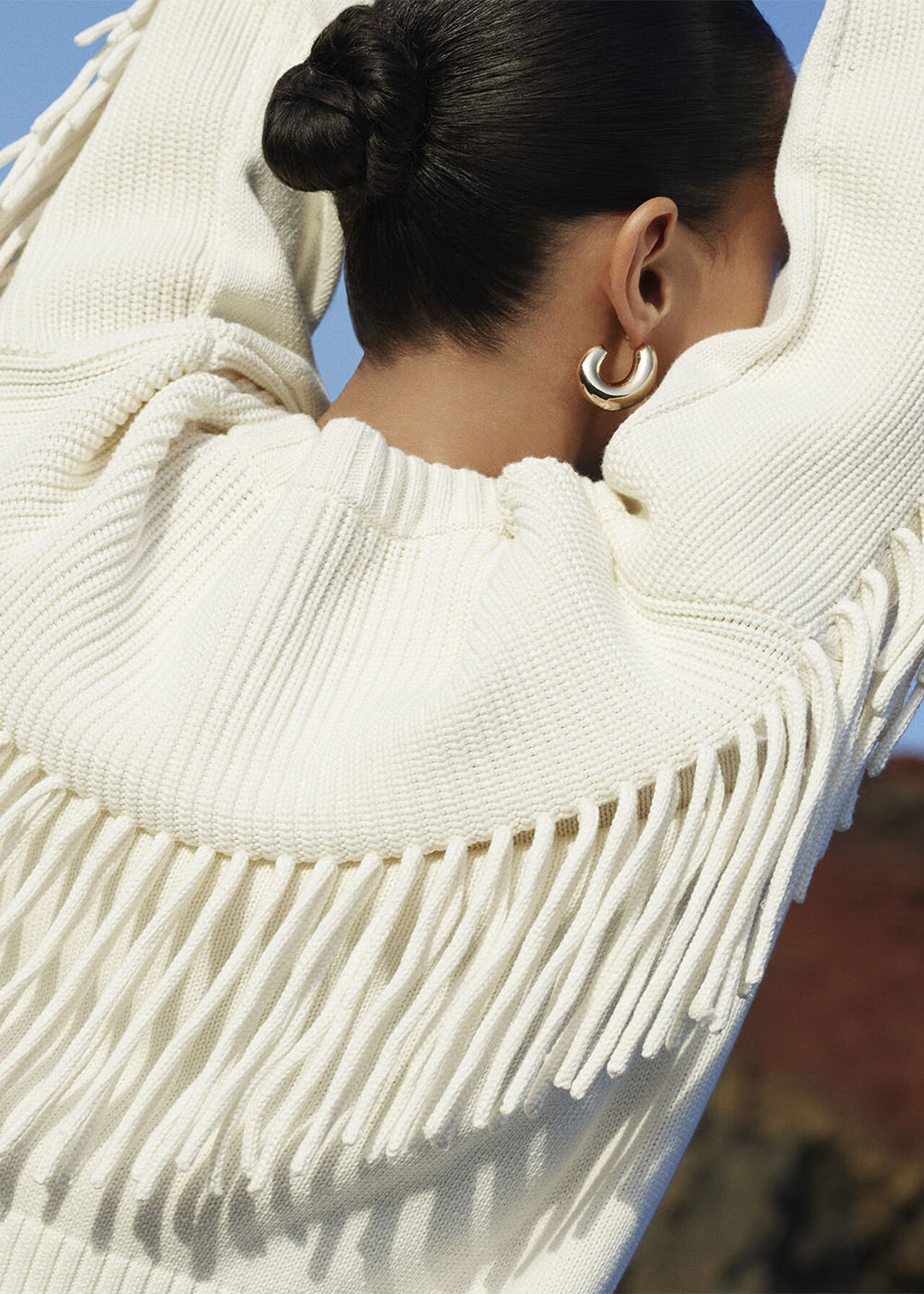 Fringed Rib Detail Sweater