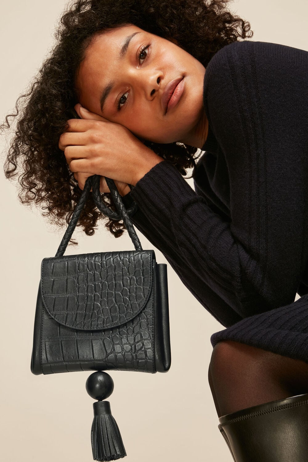 Arden Croc Tassel Bag