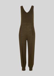 Washed Linen Jumpsuit Khaki