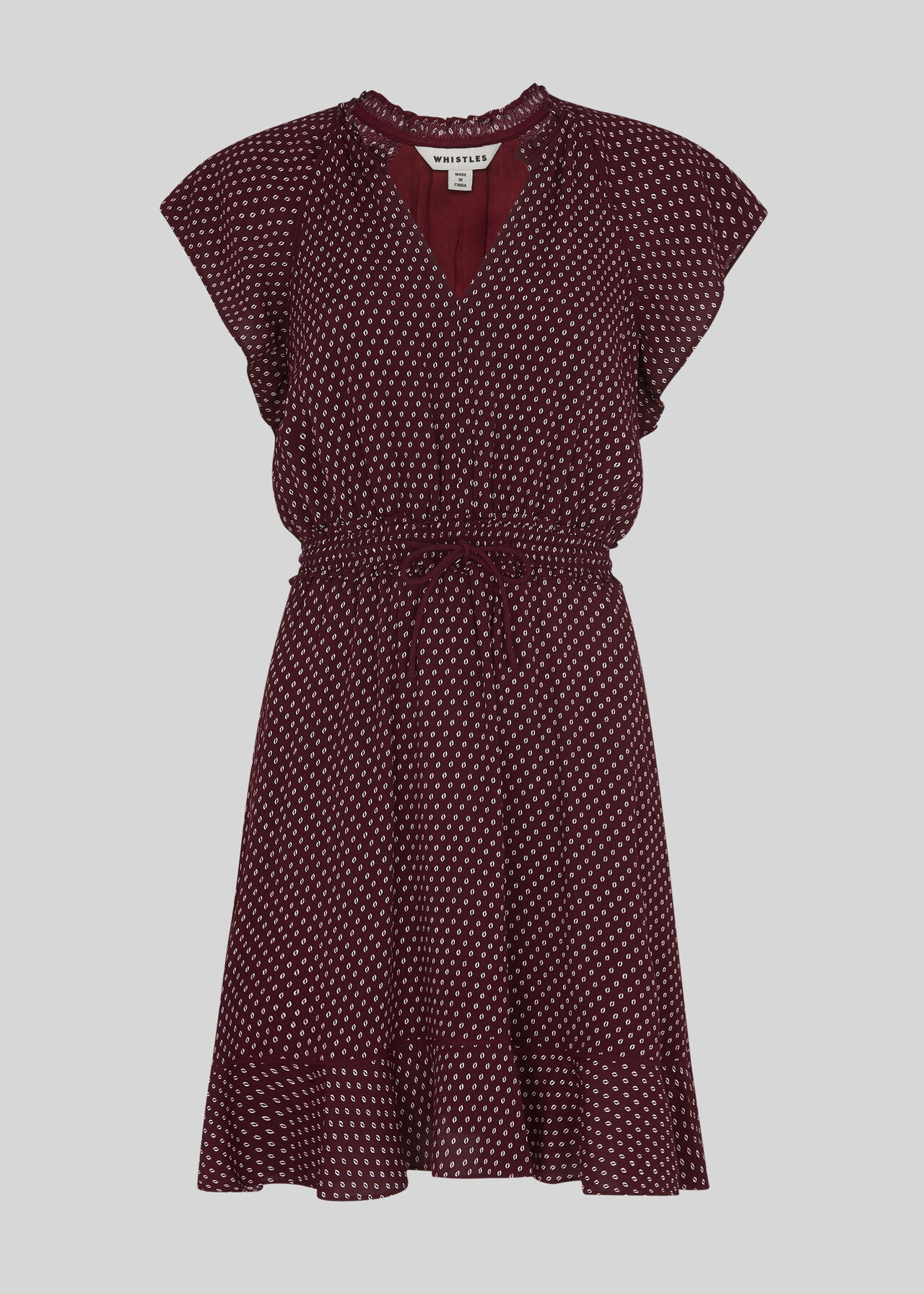 Jazmin Spot Dress Burgundy