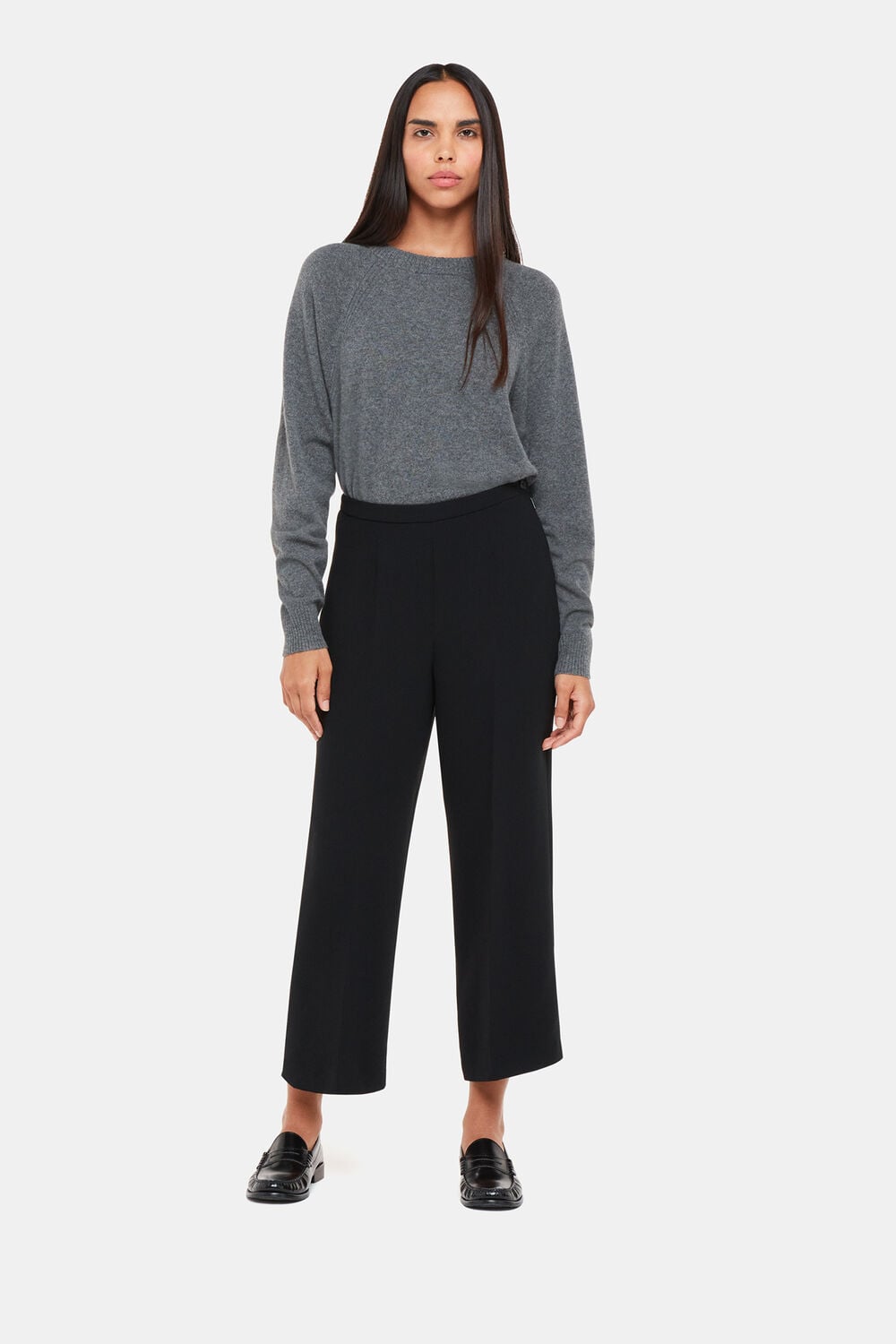 Black Wide Leg Cropped Trouser