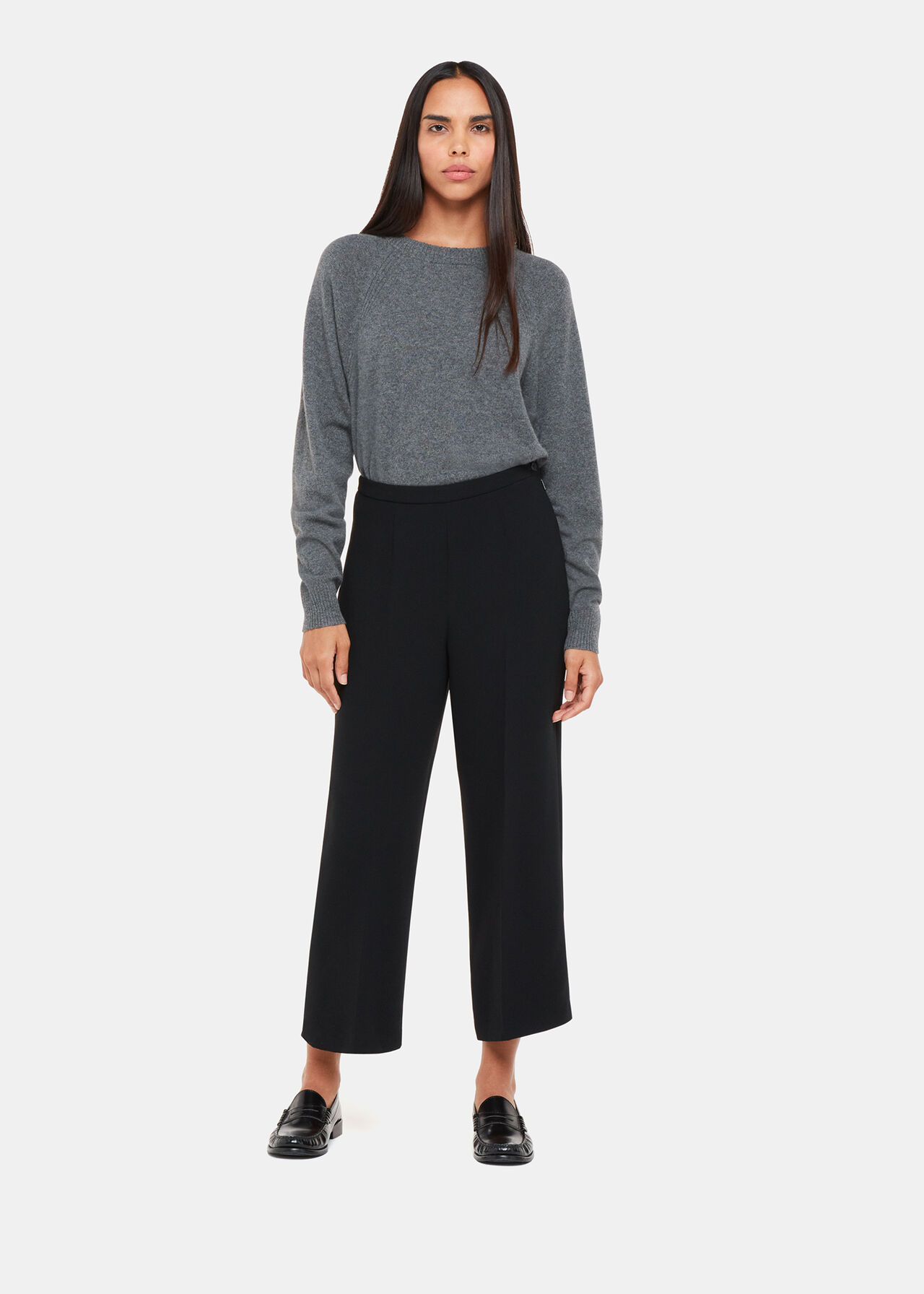 Black Wide Leg Cropped Trouser, WHISTLES