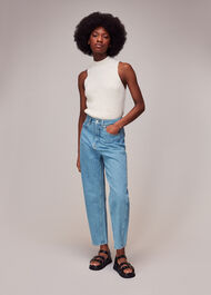 Stripe Barrel Leg Jean