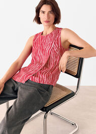 Zebra Layered Wrap Crepe Tank
